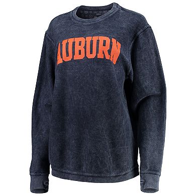 Women's Pressbox Navy Auburn Tigers Comfy Cord Vintage Wash Basic Arch Pullover Sweatshirt