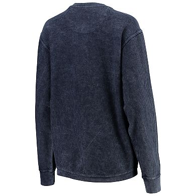 Women's Pressbox Navy Auburn Tigers Comfy Cord Vintage Wash Basic Arch Pullover Sweatshirt