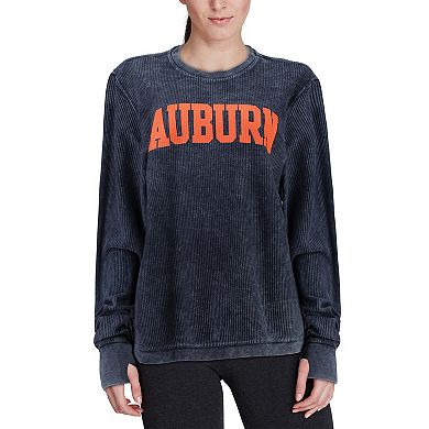 Women's Pressbox Navy Auburn Tigers Comfy Cord Vintage Wash Basic Arch Pullover Sweatshirt