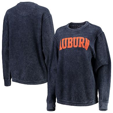 Women's Pressbox Navy Auburn Tigers Comfy Cord Vintage Wash Basic Arch Pullover Sweatshirt