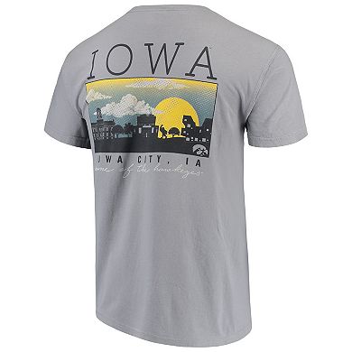Men's Gray Iowa Hawkeyes Comfort Colors Campus Scenery T-Shirt