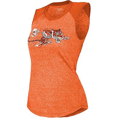 Women's Majestic Threads Orange Cincinnati Bengals Retro Tri-Blend Raglan Muscle Tank Top