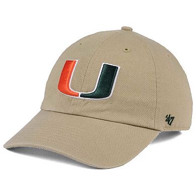 Miami Hurricanes '47 Clean Up Adjustable Hat - Khaki