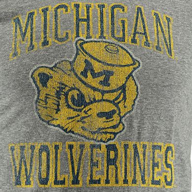 Men's Original Retro Brand Heather Gray Michigan Wolverines Vintage Wolverbear Tri-Blend T-Shirt