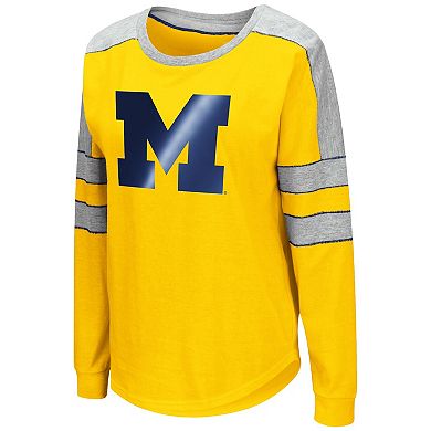 Women's Colosseum Maize Michigan Wolverines Trey Dolman Long Sleeve T-Shirt