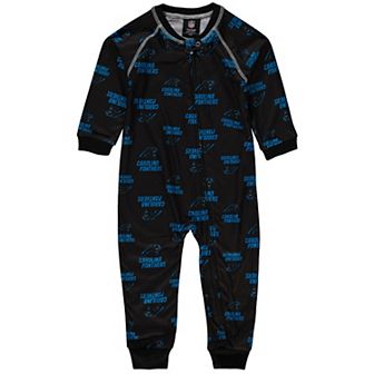 Toddler Black Carolina Panthers Piped Raglan Full-Zip Jumper