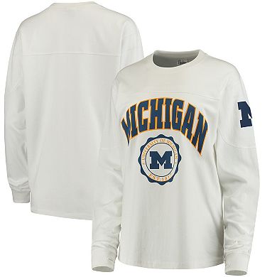 Women's White Michigan Wolverines Edith Long Sleeve T-Shirt