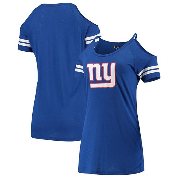 Women's New Era Royal New York Giants Varsity Cold Shoulder T-Shirt