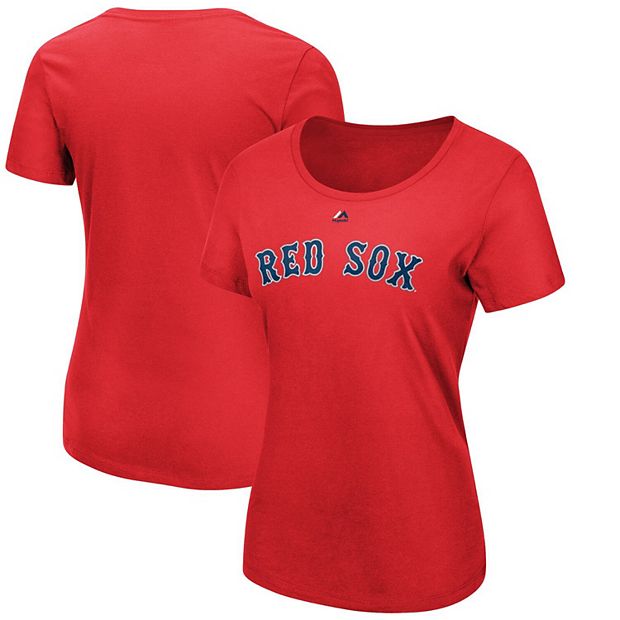 Women's Majestic Red Boston Red Sox Official Wordmark T-Shirt
