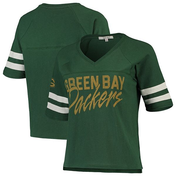 Women's Junk Food Green Green Bay Packers Half-Sleeve V-Neck Dress