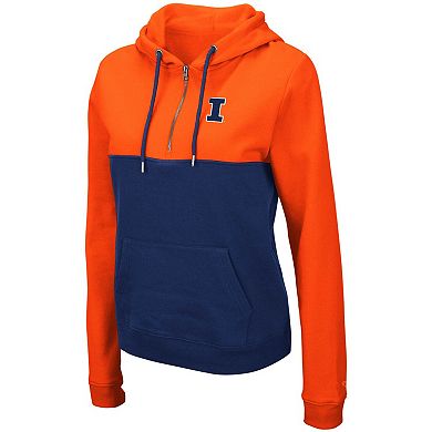 Women's Colosseum Orange/Navy Illinois Fighting Illini Aidan Lightweight Half-Zip Hoodie