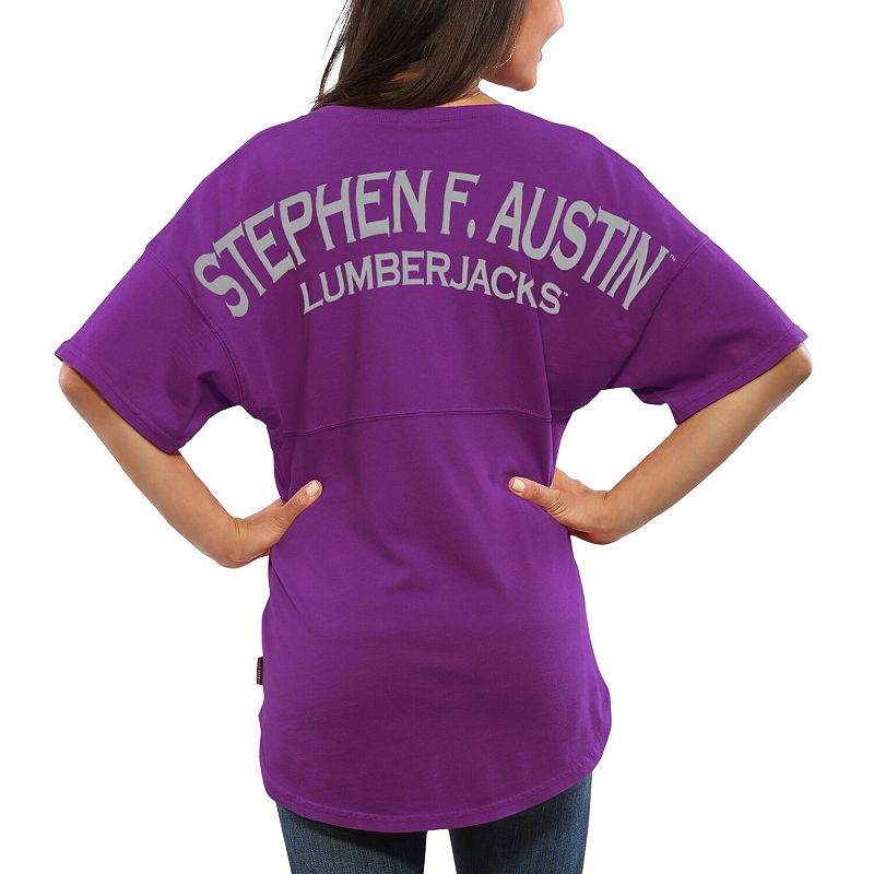 Womens Purple Stephen F Austin Lumberjacks Spirit Jersey Oversized T-Shirt
