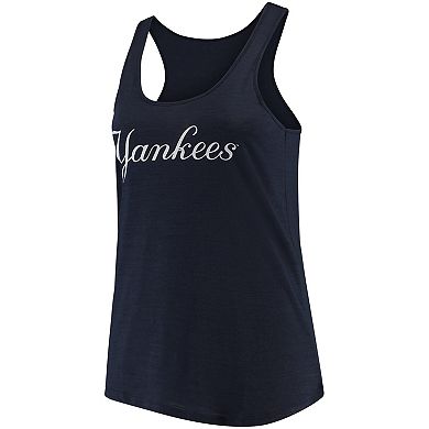 Women's Soft as a Grape Navy New York Yankees Plus Size Swing for the Fences Racerback Tank Top