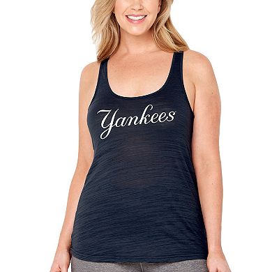 Women's Soft as a Grape Navy New York Yankees Plus Size Swing for the Fences Racerback Tank Top