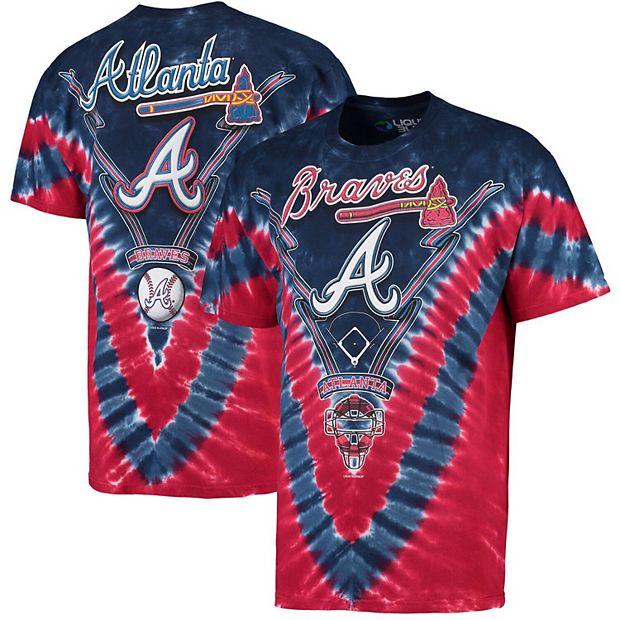 Men's Navy/Red Atlanta Braves V Tie-Dye T-Shirt