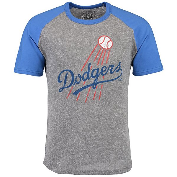 Los Angeles Dodgers Majestic Threads Cooperstown Collection 3/4-Sleeve  Raglan Tri-Blend T-Shirt - Heathered Gray/Roya…