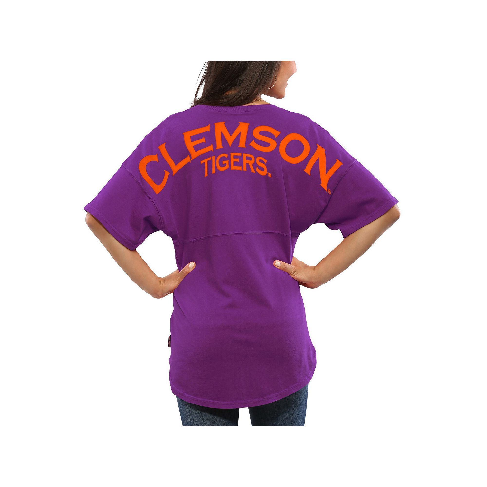 Womens Purple Clemson Tigers Spirit Jersey Oversized T-Shirt, Size: XS