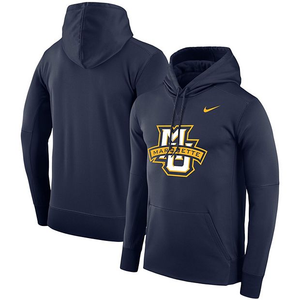 Men's Nike Navy Marquette Golden Eagles Logo Therma Performance Hoodie