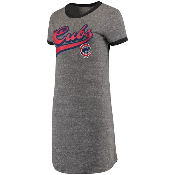 Women's Fanatics Branded Heathered Gray Chicago Cubs Tri-Blend T