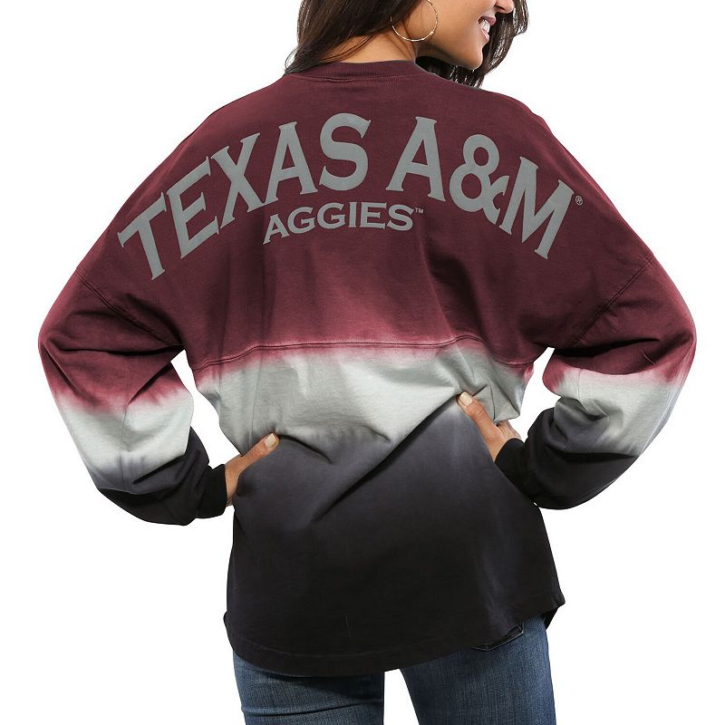 Womens Maroon Texas A&M Aggies Ombre Long Sleeve Dip-Dyed Spirit Jersey, S