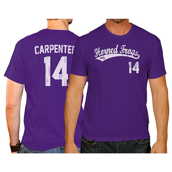 Men's Original Retro Brand Matt Carpenter Purple TCU Horned Frogs NCAA  Baseball T-Shirt