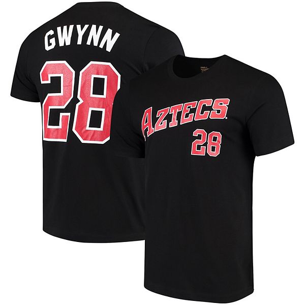 Men's Original Retro Brand Tony Gwynn Black San Diego State Aztecs Name &  Number T-Shirt