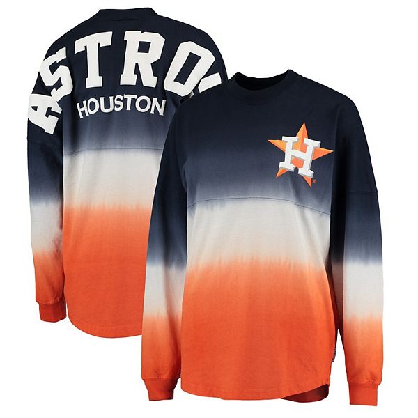 Women's Navy Houston Astros Oversized Long Sleeve Ombre Spirit Jersey  T-Shirt