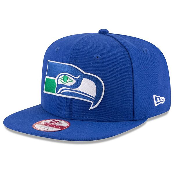 Men S New Era Royal Seattle Seahawks Retro Logo Original Fit 9fifty Snapback Adjustable Hat