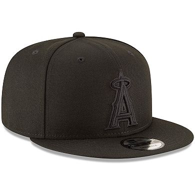 Los Angeles Angels New Era Black on Black 9FIFTY Team Snapback Adjustable Hat - Black