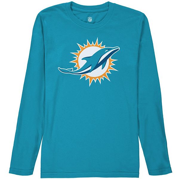 NFL Team Apparel Youth Miami Dolphins Logo Aqua Long Sleeve T-Shirt