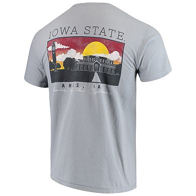 Men's Gray Iowa State Cyclones Team Comfort Colors Campus Scenery T-Shirt