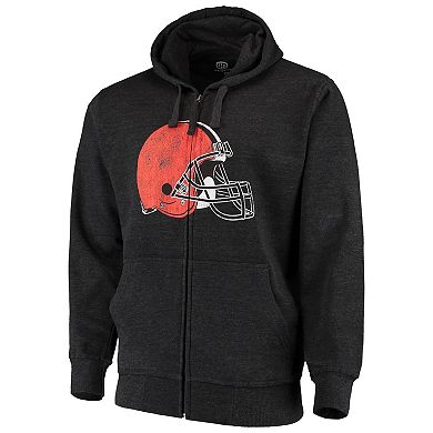 Men's G-III Sports by Carl Banks Charcoal Cleveland Browns Primary Logo Full-Zip Hoodie