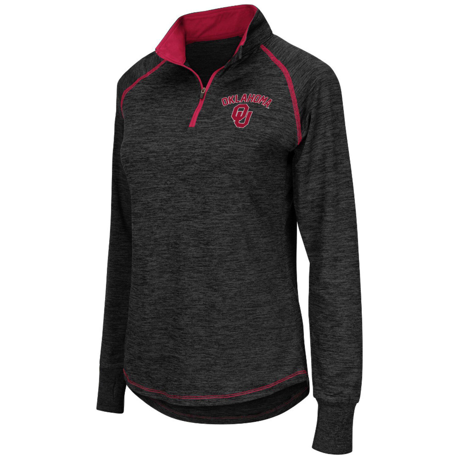 Women's Levelwear Charcoal Atlanta Braves Verse Asymmetrical Raglan Tri-Blend Quarter-Zip Jacket Size: Large