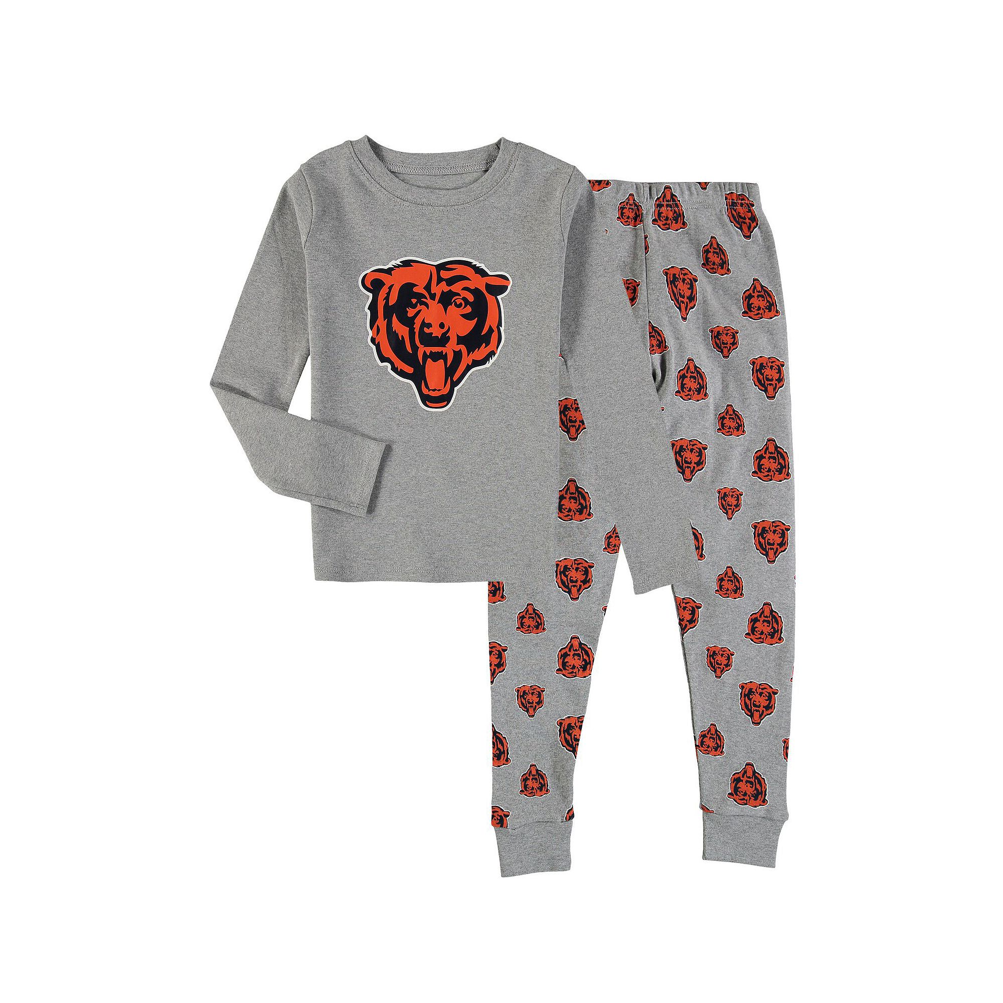 Preschool Heathered Gray Chicago Bears Long Sleeve T-Shirt & Pants Sleep Se