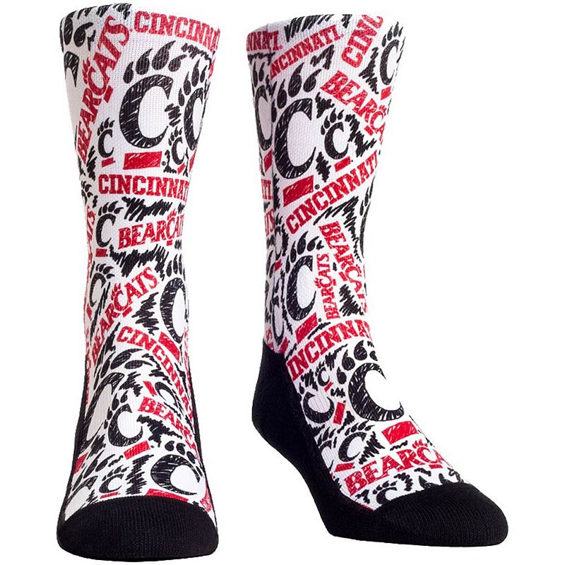 Womens Rock Em Socks Cincinnati Bearcats Logo Sketch Crew Socks, Size: Sma