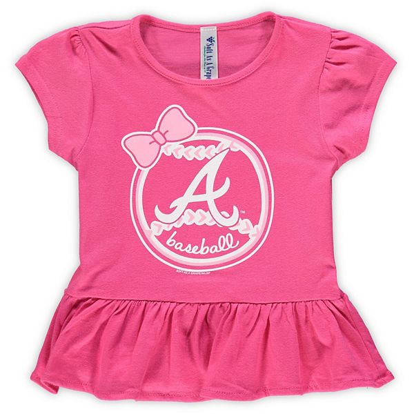 Girls Toddler Soft as a Grape Pink New York Yankees Ruffle Collar T-Shirt