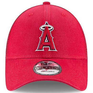 Men's New Era Red Los Angeles Angels Trucker 9FORTY Adjustable Snapback Hat