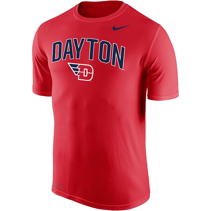 Mens Nike Red Dayton Flyers Arch Over Logo Performance T-Shirt, Size: Smal