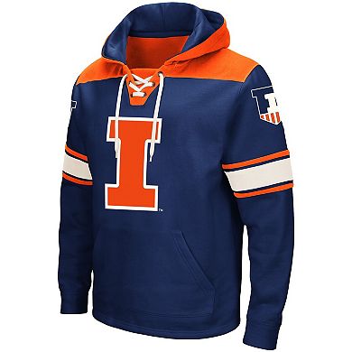 Men's Colosseum Navy Illinois Fighting Illini 2.0 Lace-Up Pullover Hoodie