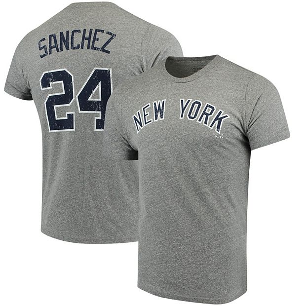 Men's Majestic Threads Gary Sanchez Gray New York Yankees Name & Number  Tri-Blend T-Shirt