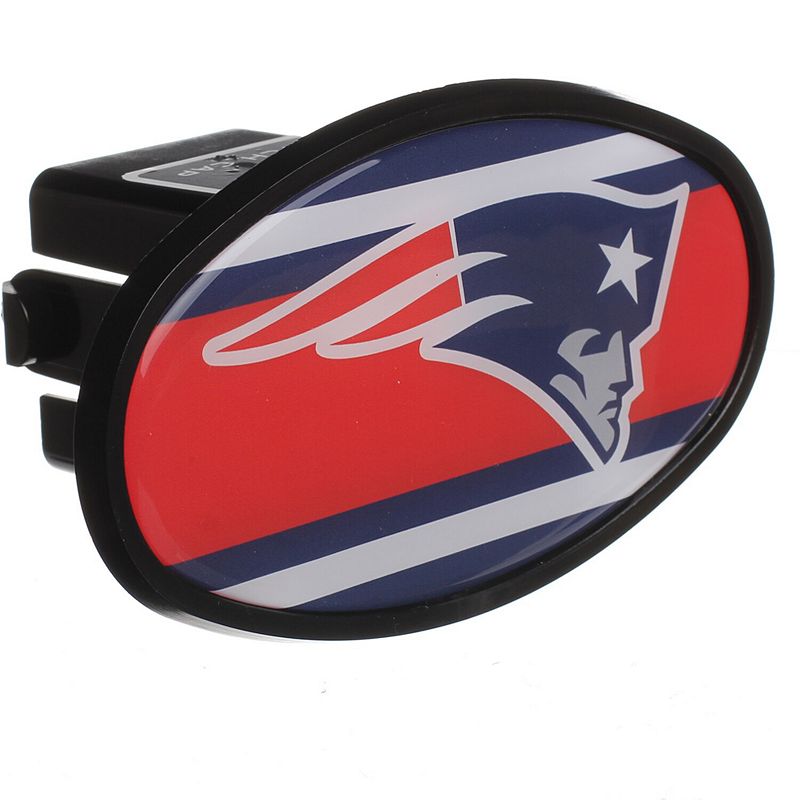 New England Patriots Stripe Oval Fixed 2 Hitch Cover, Multicolor