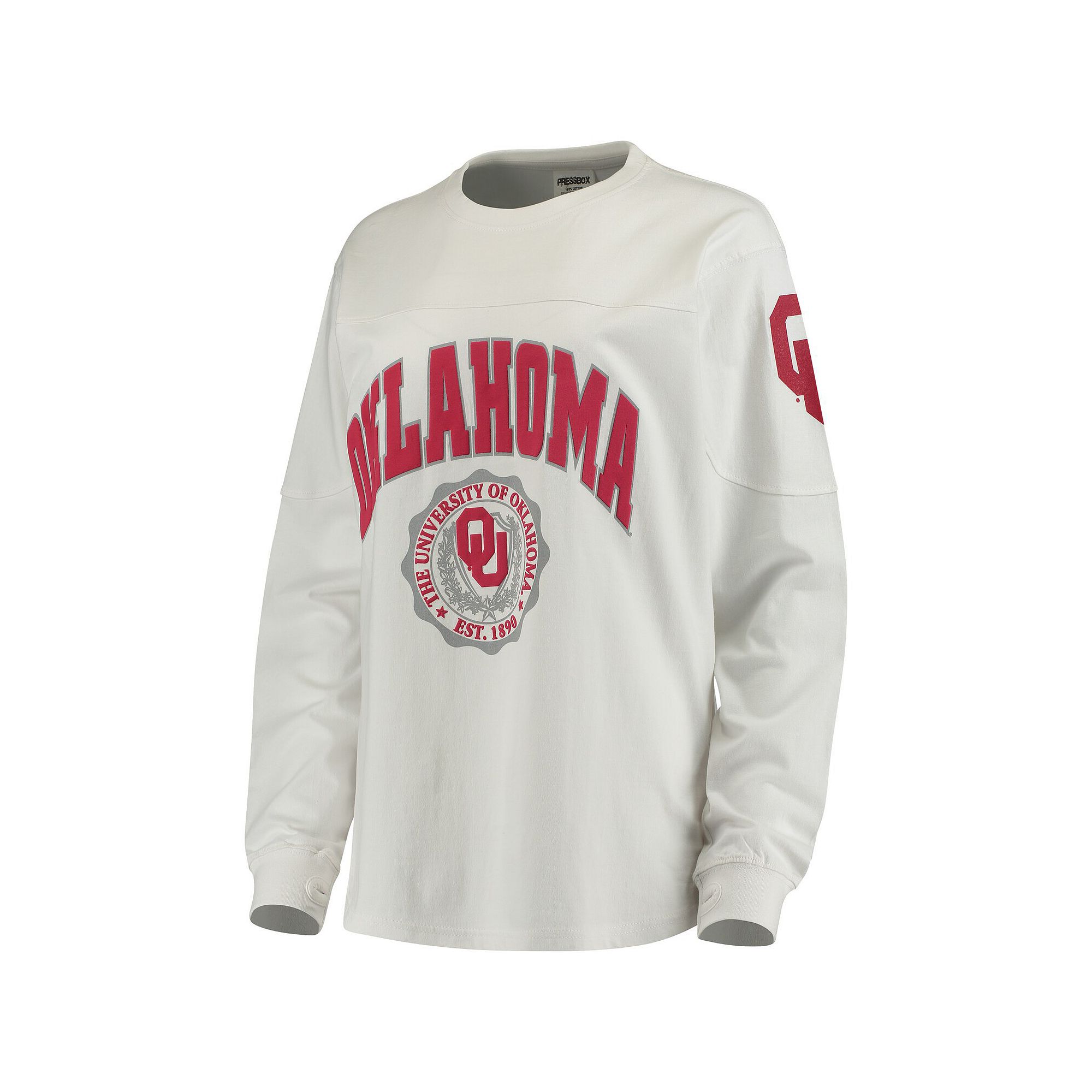 Womens White Oklahoma Sooners Edith Long Sleeve T-Shirt, Size: Small