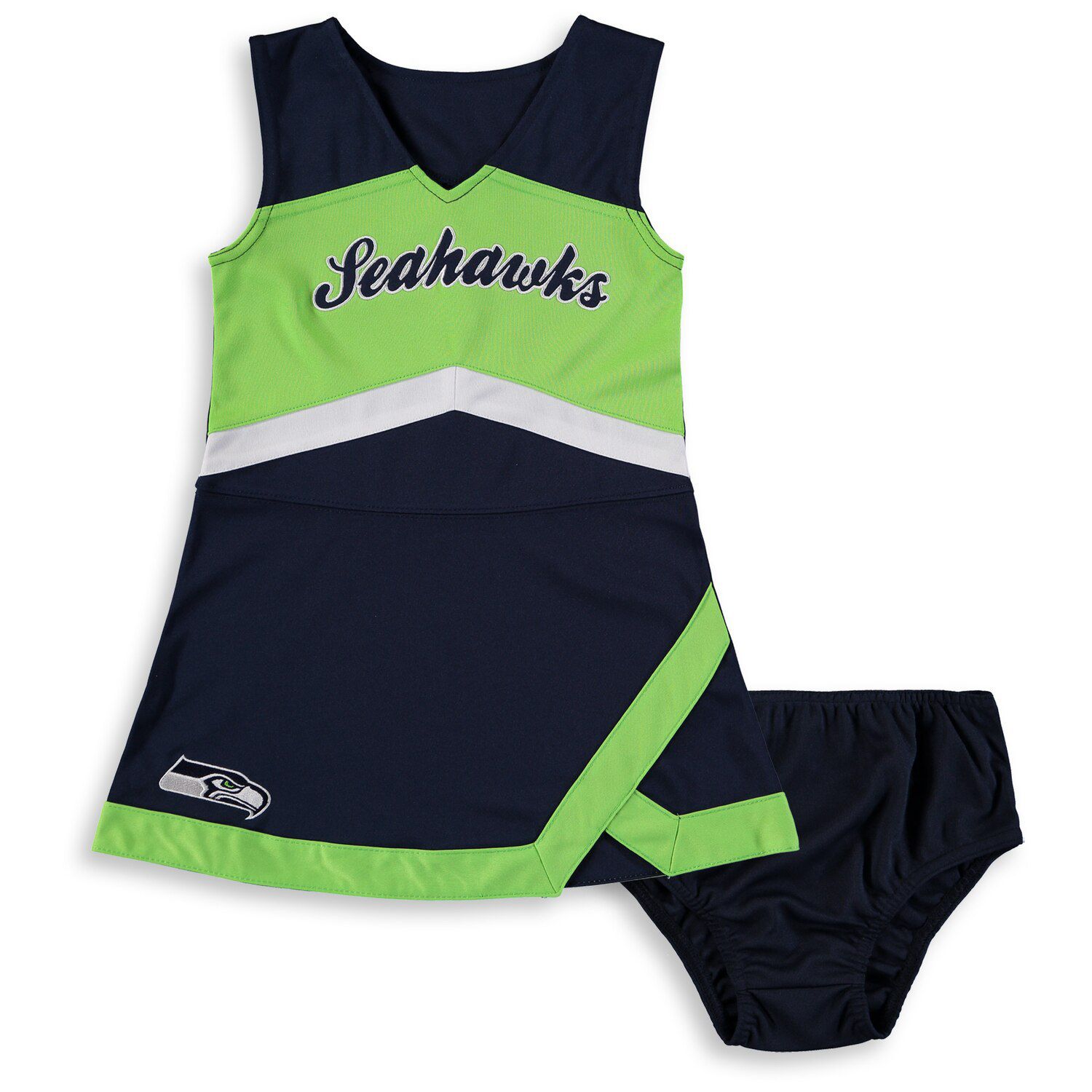 Chicago Bears Girls Toddler Two-Piece Spirit Cheerleader Set with Bloomers  - Navy/Orange