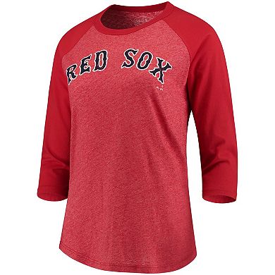 Women's Majestic Threads David Ortiz Red Boston Red Sox Name & Number Tri-Blend Three-Quarter Length Raglan T-Shirt