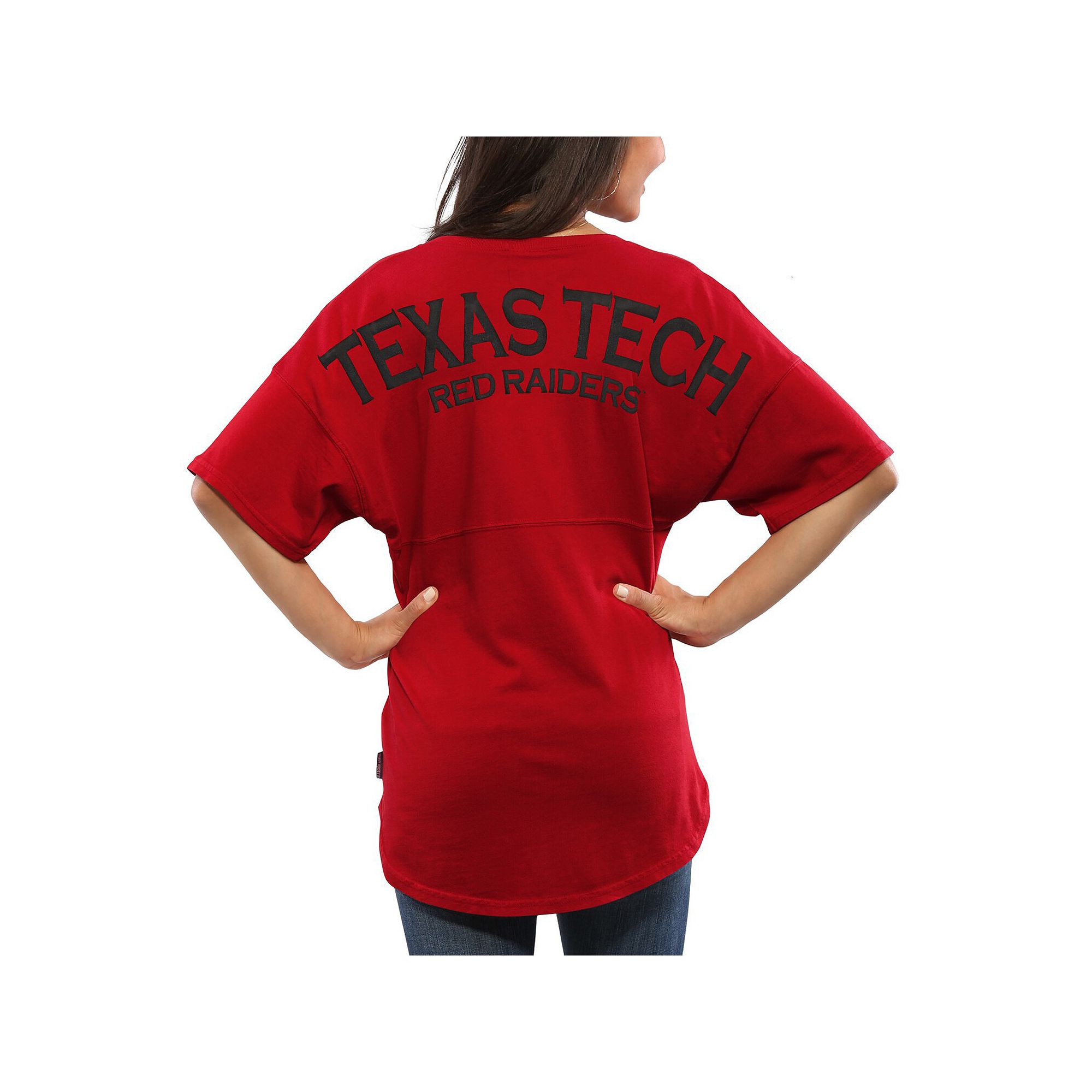 Womens Red Texas Tech Red Raiders Spirit Jersey Oversized T-Shirt, Size: X