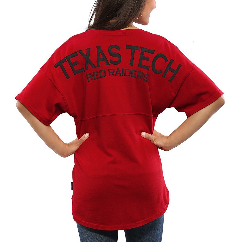 Womens Red Texas Tech Red Raiders Spirit Jersey Oversized T-Shirt, Size: X