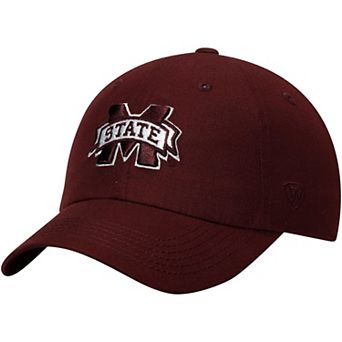 Men's Top of the World Maroon Mississippi State Bulldogs Primary Logo Staple Adjustable Hat