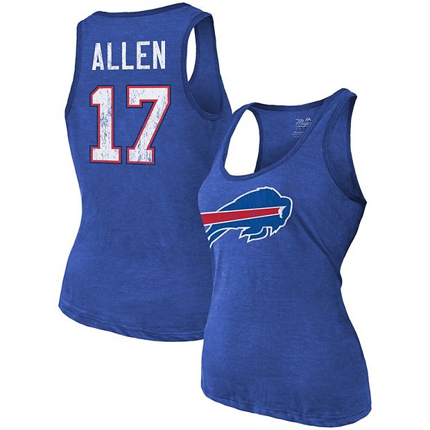 Majestic Threads Men's Josh Allen Royal Buffalo Bills Player Name Number Tri-Blend Hoodie T-Shirt - Royal Blue