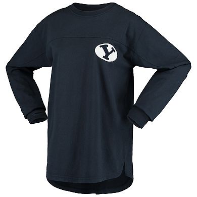 Women's Pressbox Navy BYU Cougars The Big Shirt Oversized Long Sleeve T-Shirt