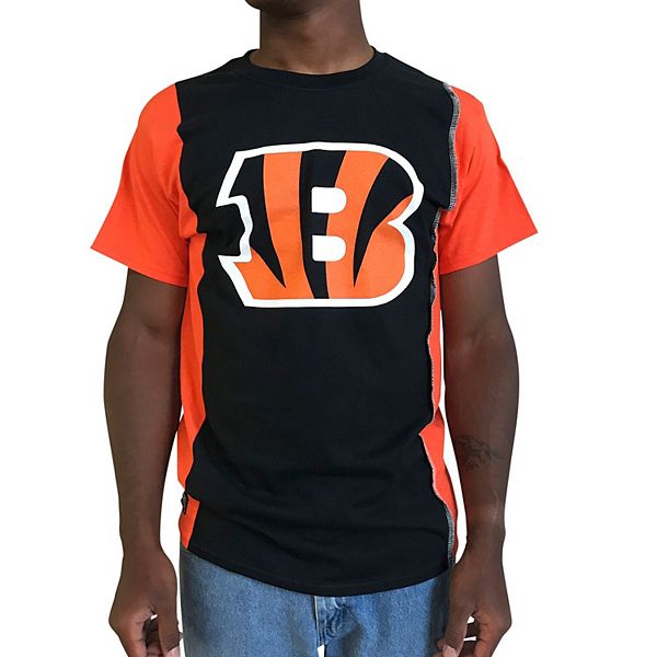 مقاسات الحمامات Men's Refried Apparel Black/Orange Cincinnati Bengals Upcycled Split T-Shirt مقاسات الحمامات
